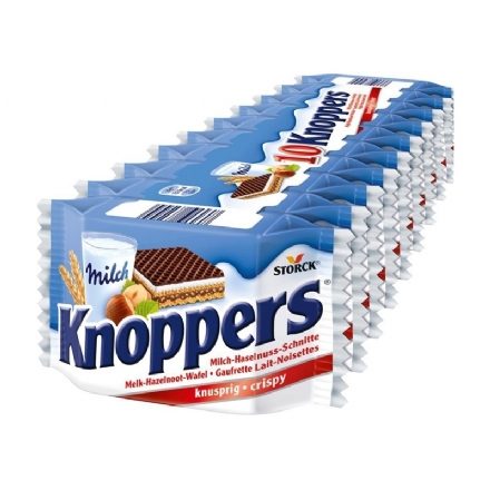 Knoppers milk hazelnut chocolate wafer biscuits 25g*8 - five layer sandwich germany imported knoppers milk hazelnut chocolate wafer biscuits 25g8 - 1    - Health Cart