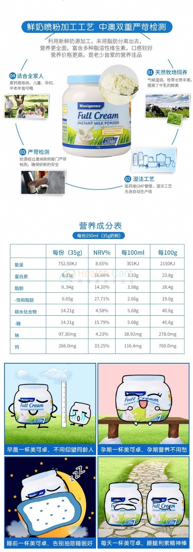 Maxigenes 美可卓 全脂高钙成人奶粉  儿童孕妇成人（仅限发货到中国大陆，每个订单限购6罐）） - @maxigenes full cream instant milk powder 1kgship to chinese mainland onlymaximum 6 cans per order - 7 - Healthcart 网萃澳洲生活馆