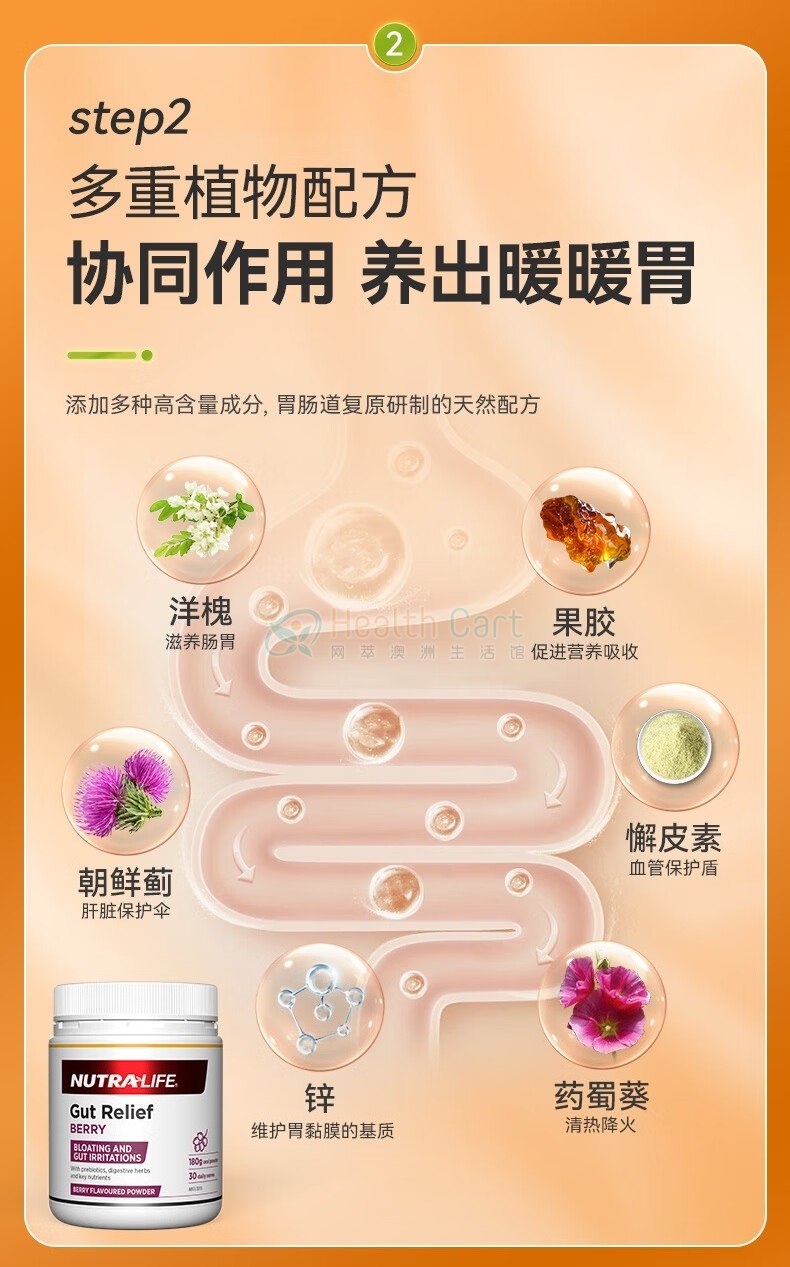 Nutra-Life 纽乐道肠舒宁养胃粉180g（浆果味） - @nutra life gut relief berry 180g - 6 - Healthcart 网萃澳洲生活馆