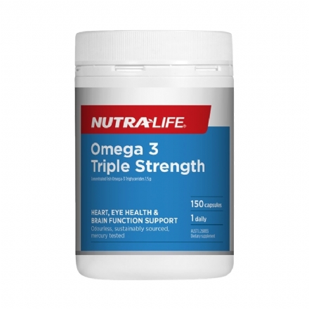 Nutra-Life 纽乐三倍高浓度Omega3鱼油 150粒 - nutra life omega 3 triple strength odourless 150 capsules - 1    - Healthcart 网萃澳洲生活馆