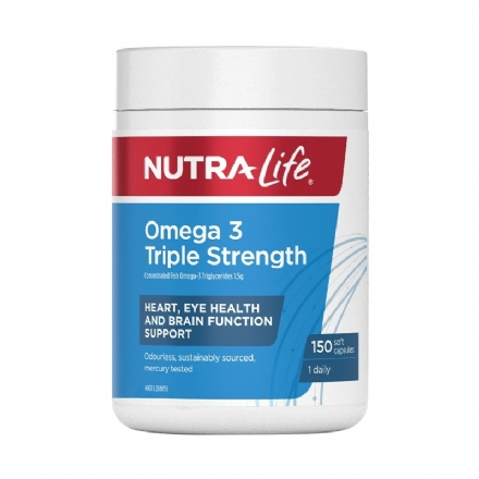 Nutra-Life Omega 3 Triple Strength Odourless 150 Capsules - nutra life omega 3 triple strength odourless 150 capsules - 1    - Health Cart