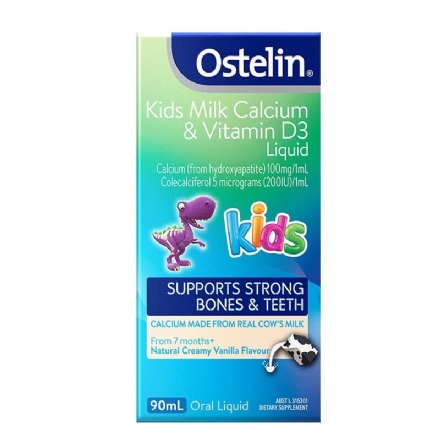 Ostelin Kids Milk Calcium & Vitamin D3 Liquid 90ml - ostelin kids milk calcium  vitamin d3 liquid 90ml - 1    - Health Cart