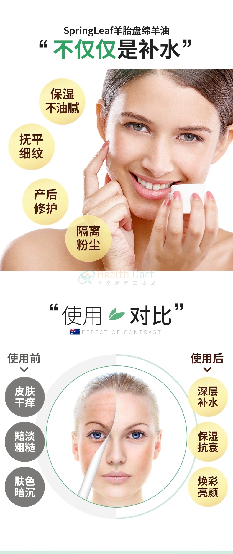 Spring Leaf 绵羊油面霜 维E+胎盘素 抗皱保湿 100g - @spring leaf lanolin cream with placenta extracts and vitamin e 100g - 9 - Healthcart 网萃澳洲生活馆